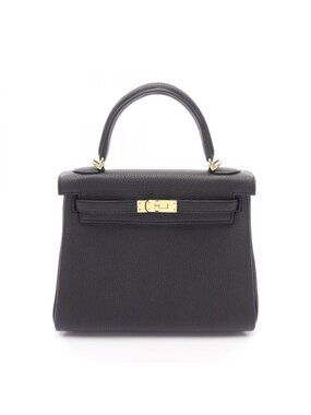 Hermes Handbag Kelly 25 Retourne 2-Way Black Leather